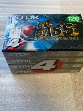 TDK CD Bass 120-Minute Heavy Bass Performance Audio Cassette Tapes New 4 pack